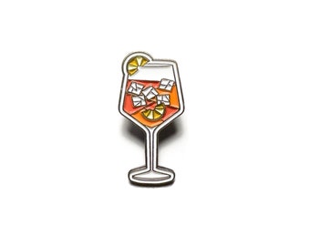 Aperol Spritz Cocktail Soft Enamel Pin | Classic Cocktail Design | Aperol Cocktail Pin | Bartender Gift