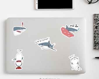 Hai Aufkleber Geschenkpackung | Hai gestanzte Vinyl-Aufkleber | Hai Aufkleber | Wasserdichte Aufkleber für Laptop, Wasserflasche, Tablet, Telefonhülle