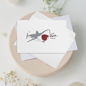 Tarjeta de felicitación Shark Hello / Amigo, Tarjeta de felicitación familiar / Tarjeta de felicitación general