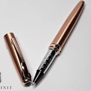 Stylo à bille roulante en cuivre de style vintage avec capuchon noir - cadeau classique et unique pour elle, cadeau pour lui, cadeau de remerciement, cadeau parfait, stylo personnalisé