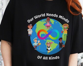 Neurodiversity Inclusion Rainbow Infinity Planet Earth Tshirt, Neurodivergent Acceptance Shirt for Actually Autistic Adults