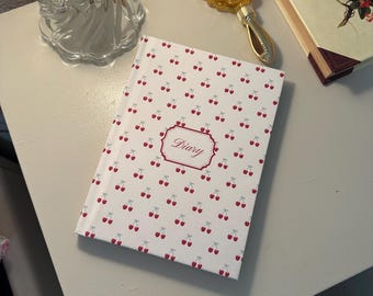 coquette personalized journal cherry bow notebook cursive name custom coquette gift for her notepad coquette stationary journaling americana
