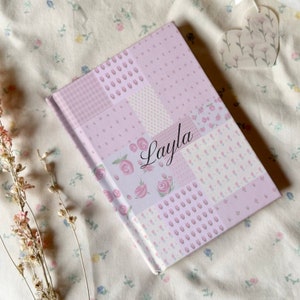 personalized coquette quilt journal grandma core notebook cursive name custom coquette gift for her notepad shabby chic cottagecore notepad