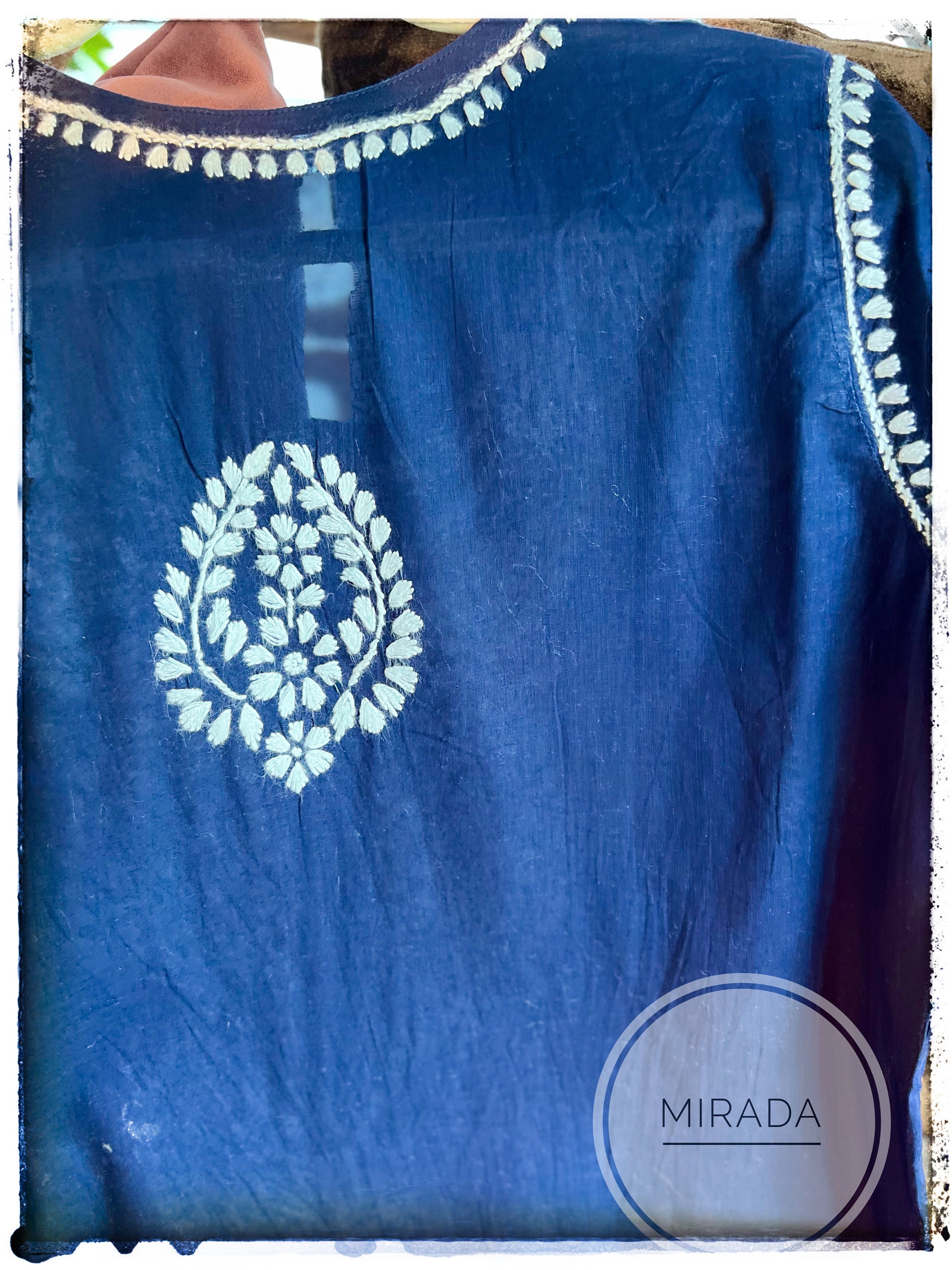 Lucknow Exclusive Chikankari Cotton Kurti, Handmade Embroidered Tunic ...