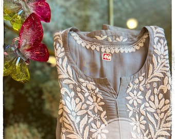 Lucknow Chikankari Premium Cotton Kurti With Handmade Heavy Embroidery ...