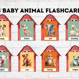 24 Baby Animal Flash Cards PDF Printable Cards