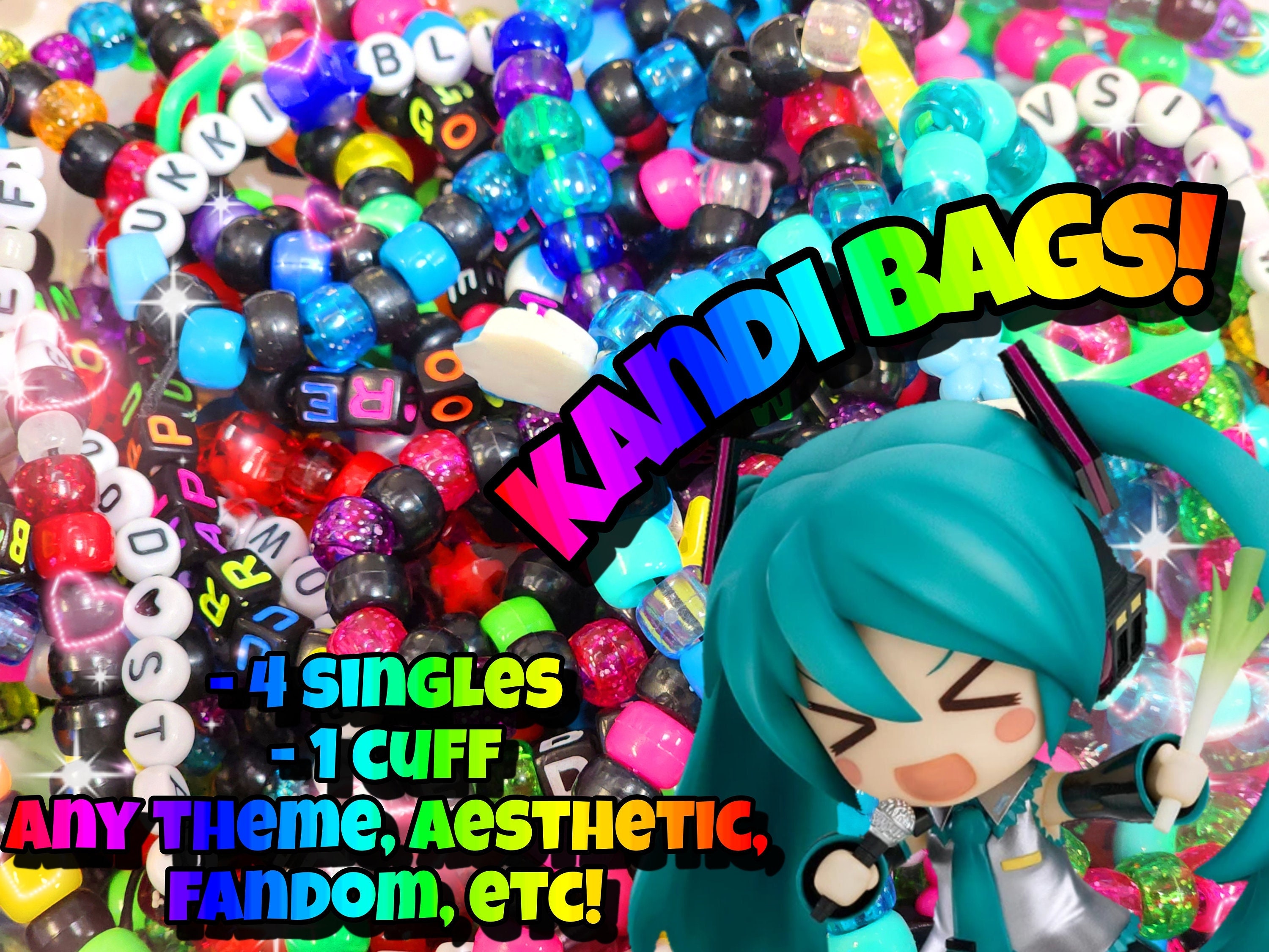 Rainbow Glitter Kandi Beads, 9mm Barrel Beads, Glitter Beads, Cute Kan