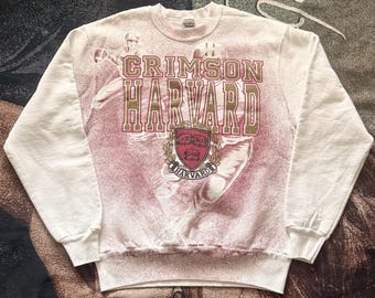 Rare Vintage 90s Harvard University Football Sweatshirt L AOP Fruit of the Loom
