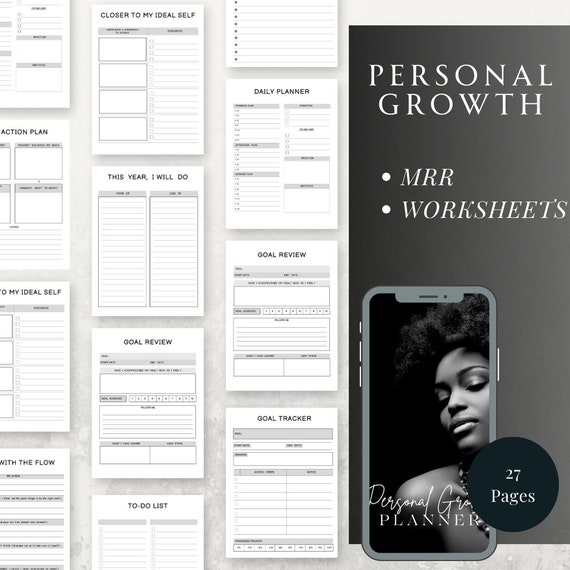 Personal Growth Planner Template, Personal Growth Workbook, Goodnotes, Positive Mindset Planner, Master Resell Rights, Notability