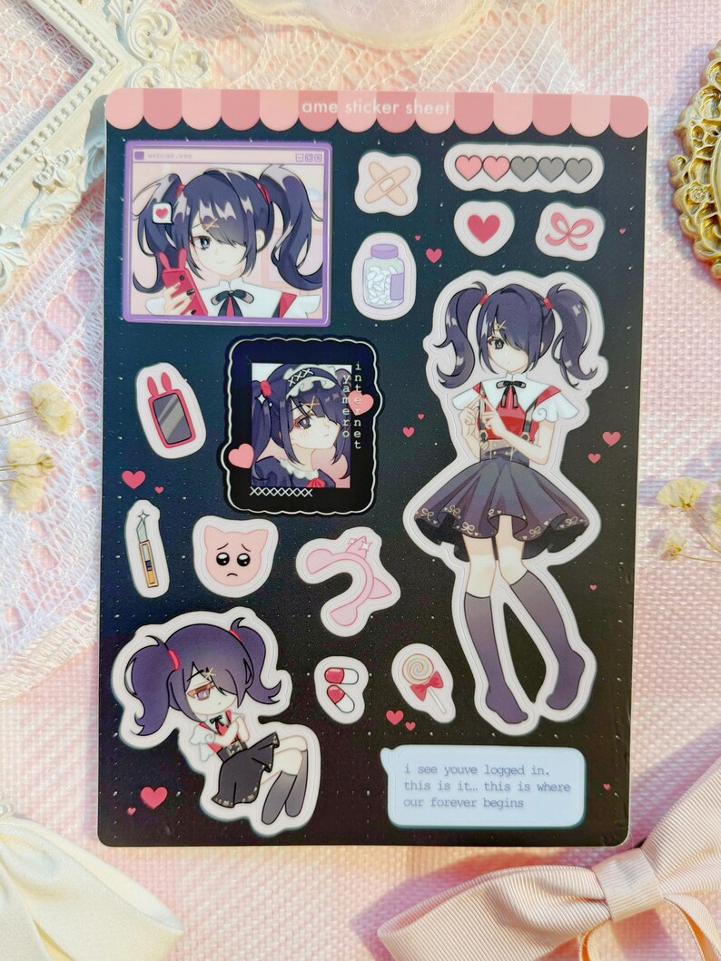 Sticker sheet of Ame from Needy Streamer Overload