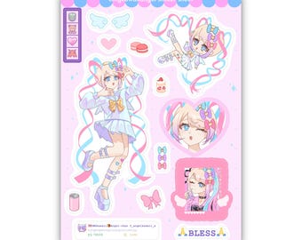 KAngel Deco Sticker Sheet |  5 x 7 Inch | Needy Streamer Overload | Needy Girl Overdose