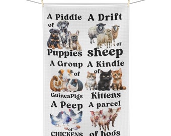 Animal Noun Toallas de té Regalo de anfitriona para los amantes de las palabras Animales en la cocina Toallas de té Toallas de cocina