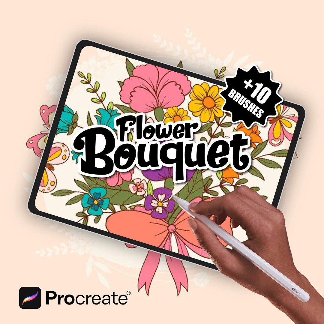 Flower Bouquet Procreate Stamps: Botanical Brush Set - Etsy