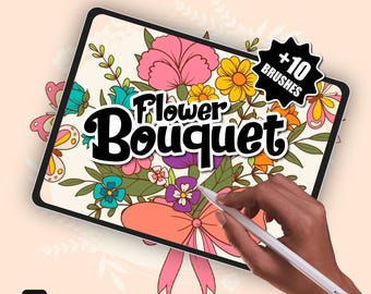 Blumenstrauß Procreate Stempel: Pflanzenpinsel-Set