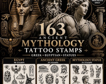 163 Antike Mythologie Procreate Briefmarken | Griechisch, Ägyptisch, Statue Tattoo Designs (Digitaler Download)