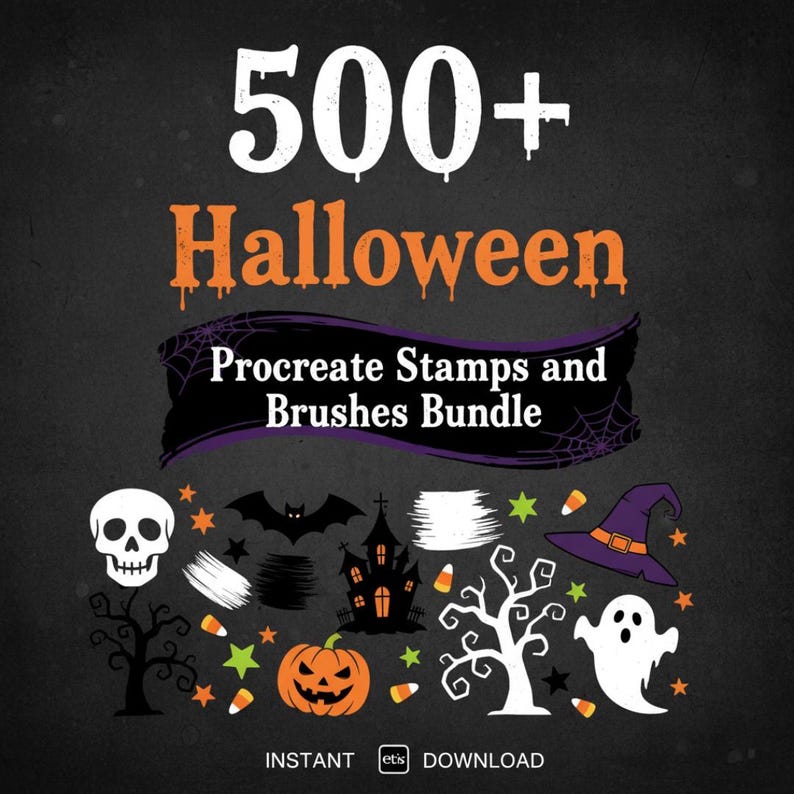 Halloween Procreate Stamps and Brushes Bundle: 500+ Spooky Art Assets ...