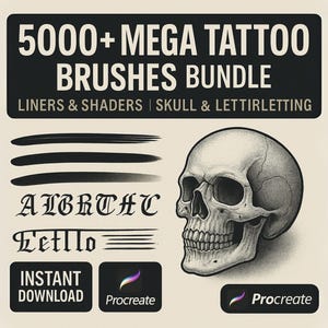 5000+ Procreate Tattoo Brushes: Liners, Shaders, Stipple Brushes (Digital Download)