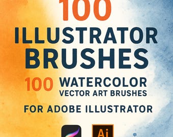 Pędzle do grafiki wektorowej akwarelowej dla programu Adobe Illustrator (do pobrania w wersji cyfrowej)