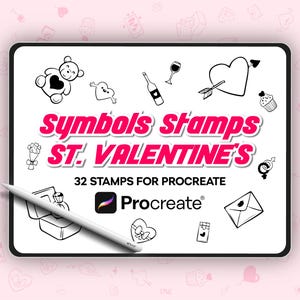 Valentine&#39;s Day Procreate Brush Set: Doodle Stamps & Patterns (Digital Download)
