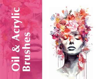 Juego de pinceles para óleo Procreate: Textura realista para lienzo (descarga instantánea)