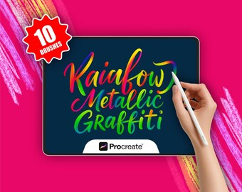 Regenbogen Metallic Graffiti Procreate Pinselset (Digitaler Download)