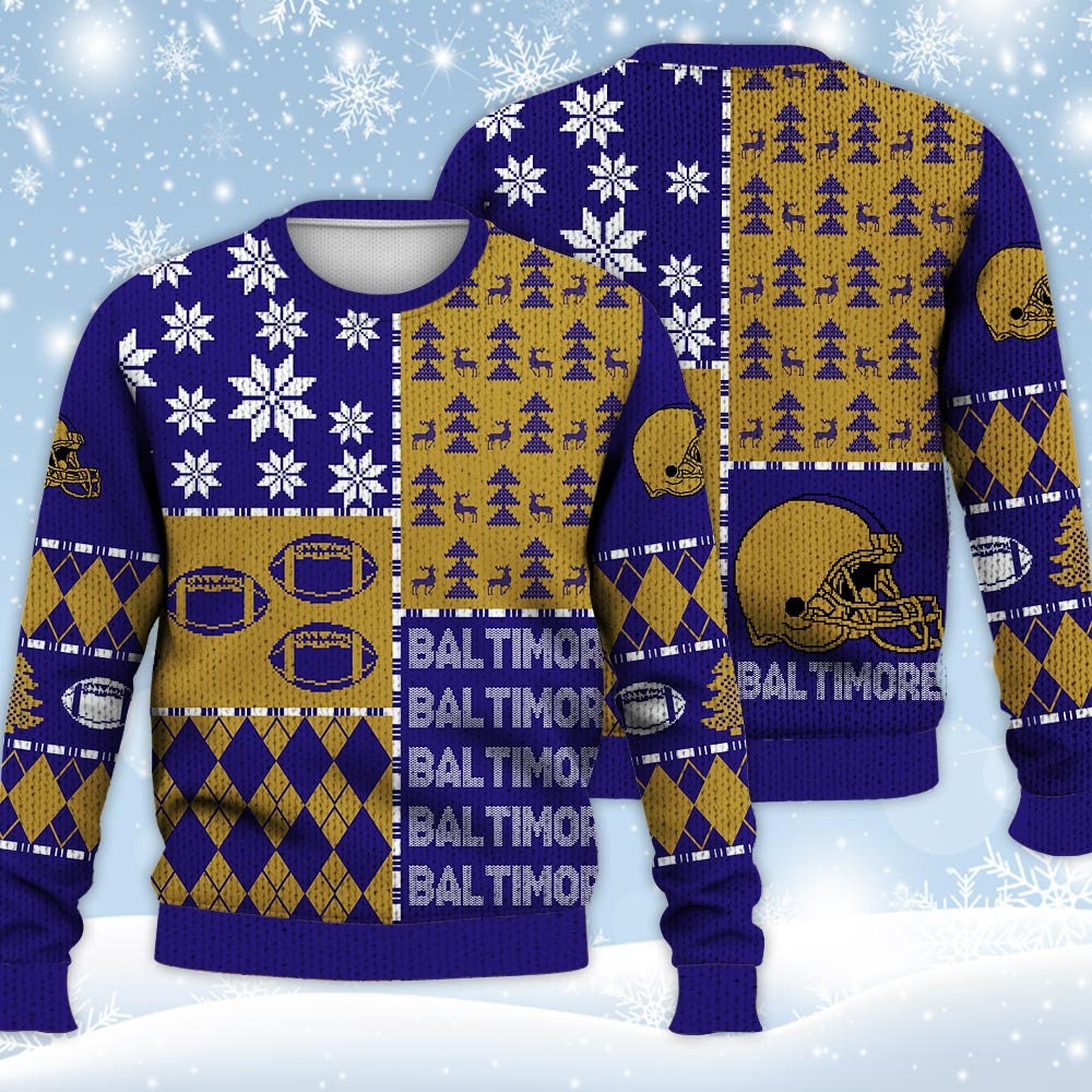 Discover Baltimore Ravens Christmas Football Ugly Sweater