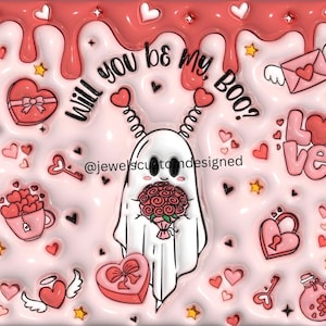Will You Be My Boo Valentines Ghost 3D PNG