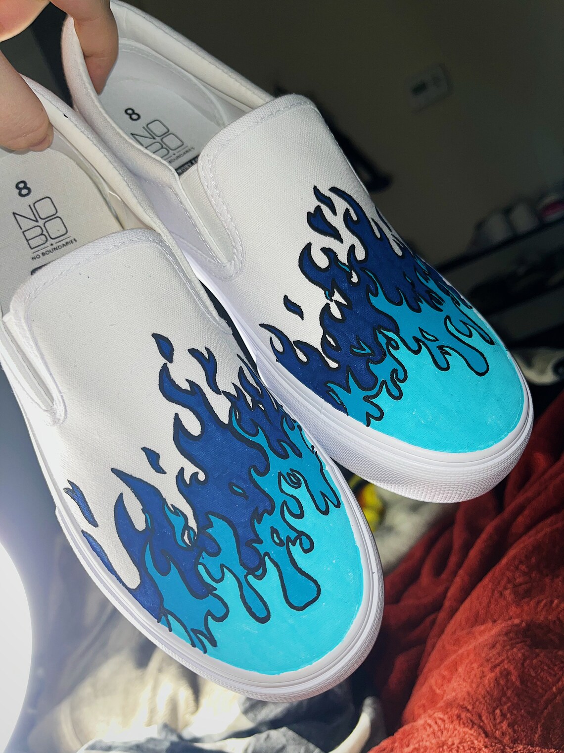 Fire Colors and Turquoise Purple Slip On main image 0