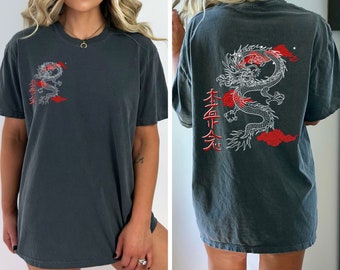Dragon T-Shirt | Japanese Aesthetic Shirt | Soft Grunge Clothes | Japan Streetwear | Japanese Art Tee | Edgy Clothing | Tattoo Art Shirt