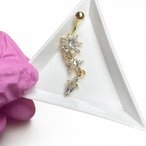 Belly Button Piercing Ring, Belly Dance Jewelry, Stainless steel Belly Button Ring, Naval Flower Ring