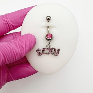 Dangling Belly Ring: Medical Steel & Zircon Naval Jewelry