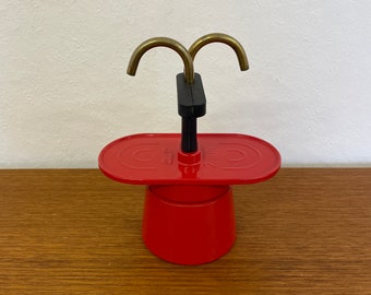Italienische Vintage Bialetti Espresso Maschine „ Mini Express“ in rot für 2 Tassen aus Aluminium 80er