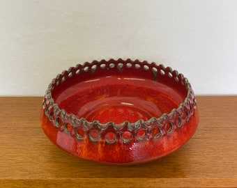 Große Mid Century Ceramano Royal Keramik Schale 354 rot 70er Vintage