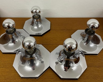 1/5 Space Age Motoko Ishii Chrome Applique murale ou Plafonnier pour Staff 70s Mid Century vintage