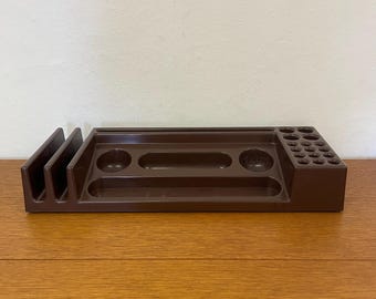 A&E Design Argö Organizer / Pen Holder for the Desk made of plastic in brown Made in Sweden 70s Mid Century Vintage