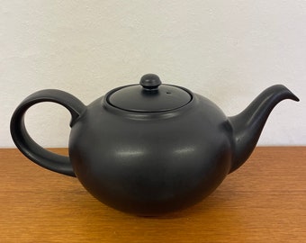 Große schwarze Vintage Keramik Teekanne von RKM Rheinsberger Mid Century