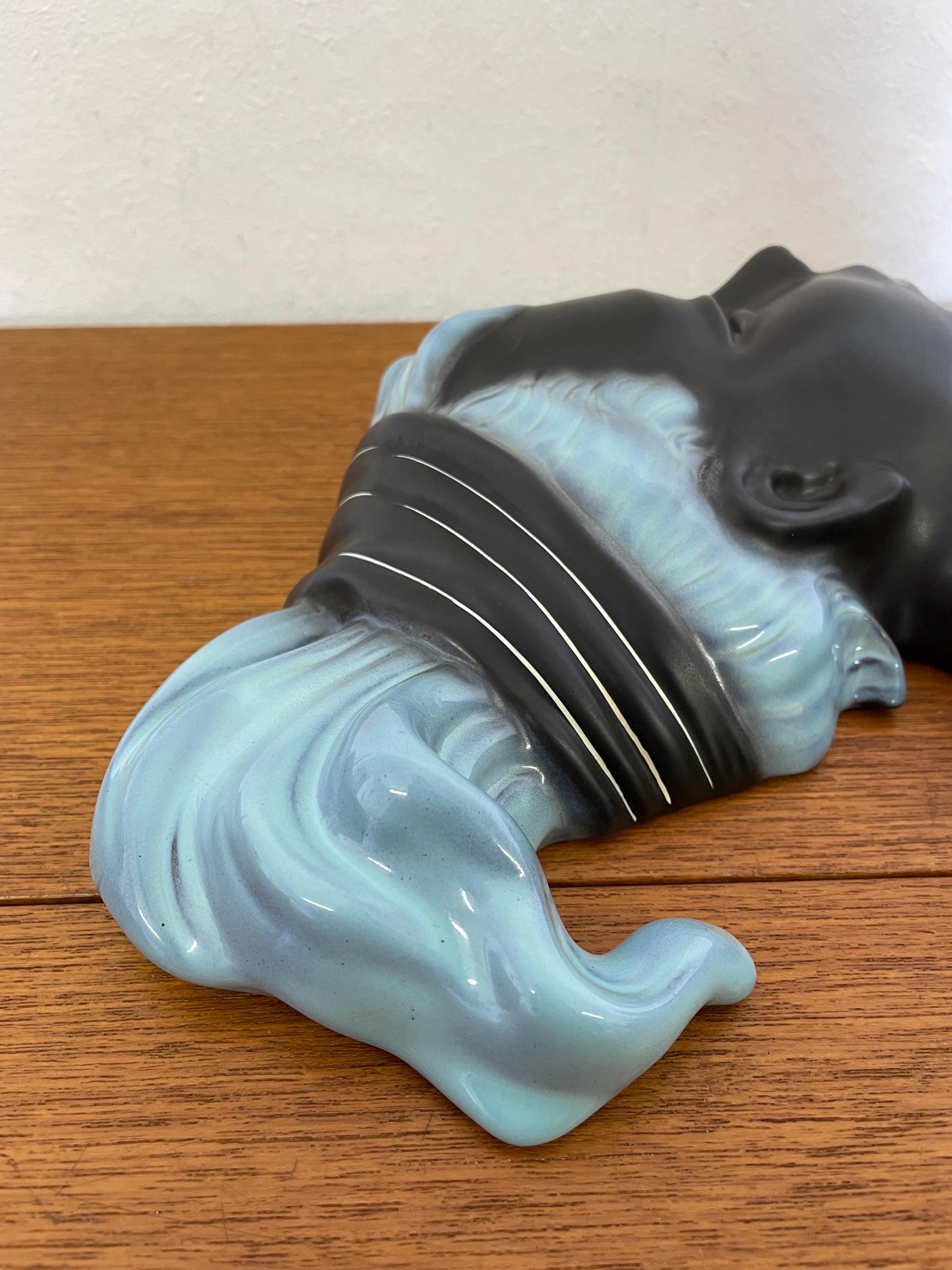 Cortendorf Ceramic Wall Mask 3440 / Wall Decoration in Black With