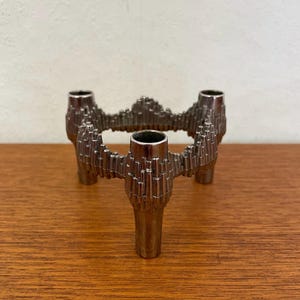 BMF fabric nail candlestick / candle holder for sticking chrome silver 60s 70s Mid Century Vintage