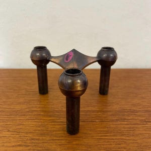 BMF fabric nail candlestick / candle holder for plugging in copper 70s Mid Century Vintage