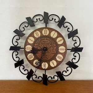 Dugena clock / wall clock made of metal and copper 60s 70s Mid Century Vintage