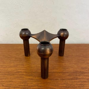 BMF fabric nail candlestick / candle holder for plugging in copper 70s Mid Century Vintage