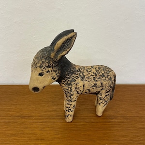 Vintage donkey clay figure 70s decoration mid century
