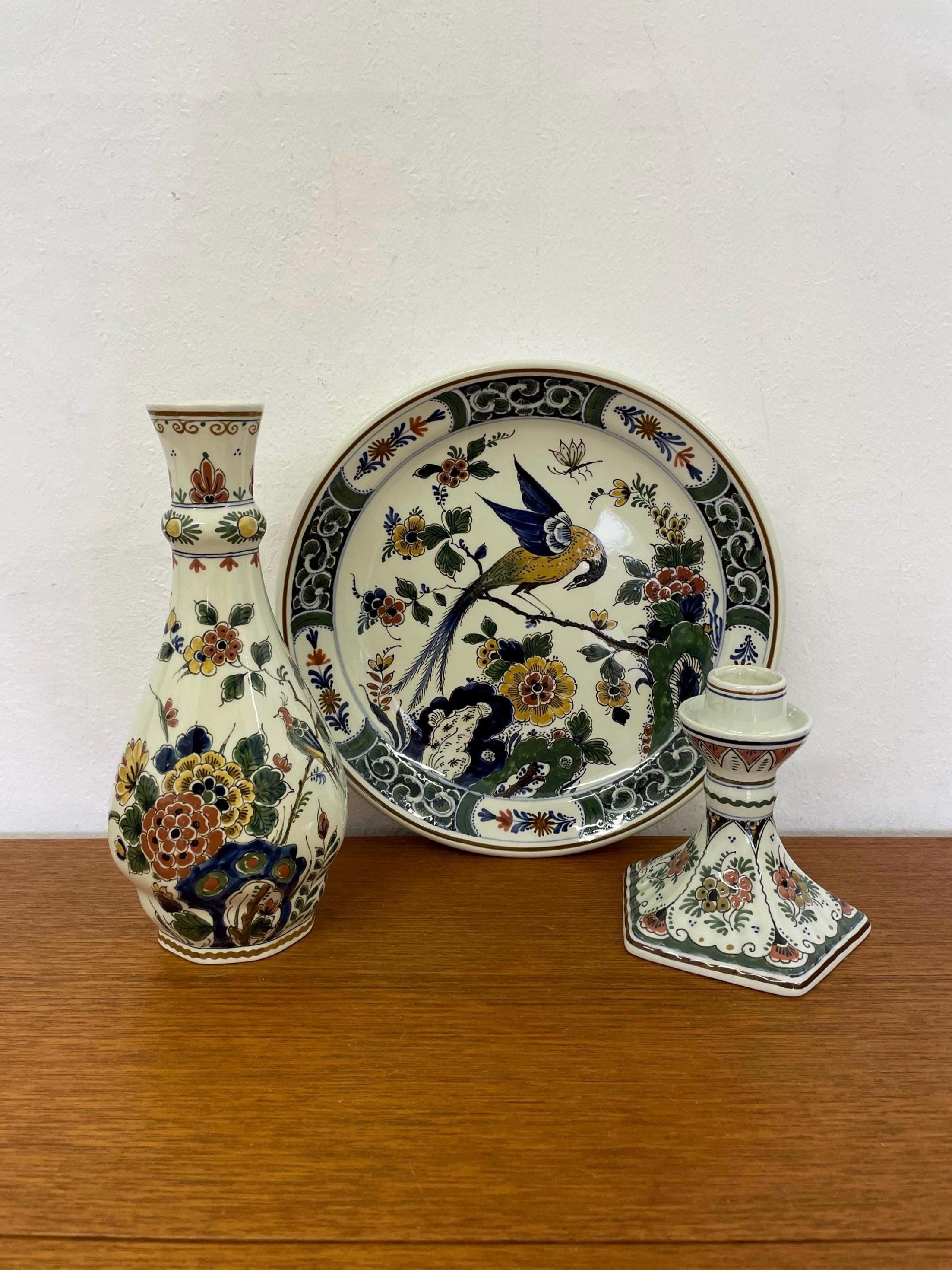 1/3 ロイヤルデルフト ポリクローム花瓶、ウォールプレート