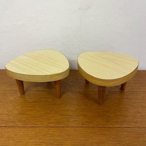 1/2 Mini Flower Stool / Small Table Made of Wood 60s 70s Mid Century Vintage