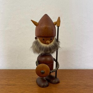 Large Hans Bolling Viking figure made of teak wood 50s 60s Mid Century Vintage