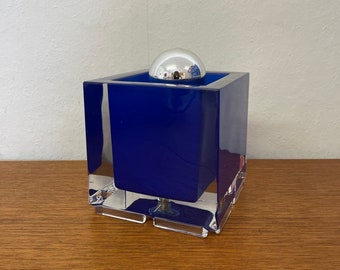 Nachtmann Cube Tischlampe aus Glas in blau 70er Mid Century Vintage