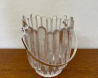 Mid-century glass ice bucket/ice cube tray with handle, 1950s/60s vintage