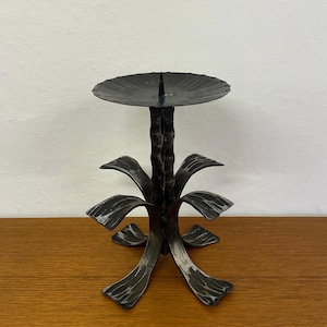 Vintage Kerzenständer / Kerzenhalter aus Eisen Brutalismus schwarz 50er Mid Century