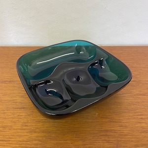 WMF snack bowl / bowl made of glass in blue Mid Century 70s Vintage
