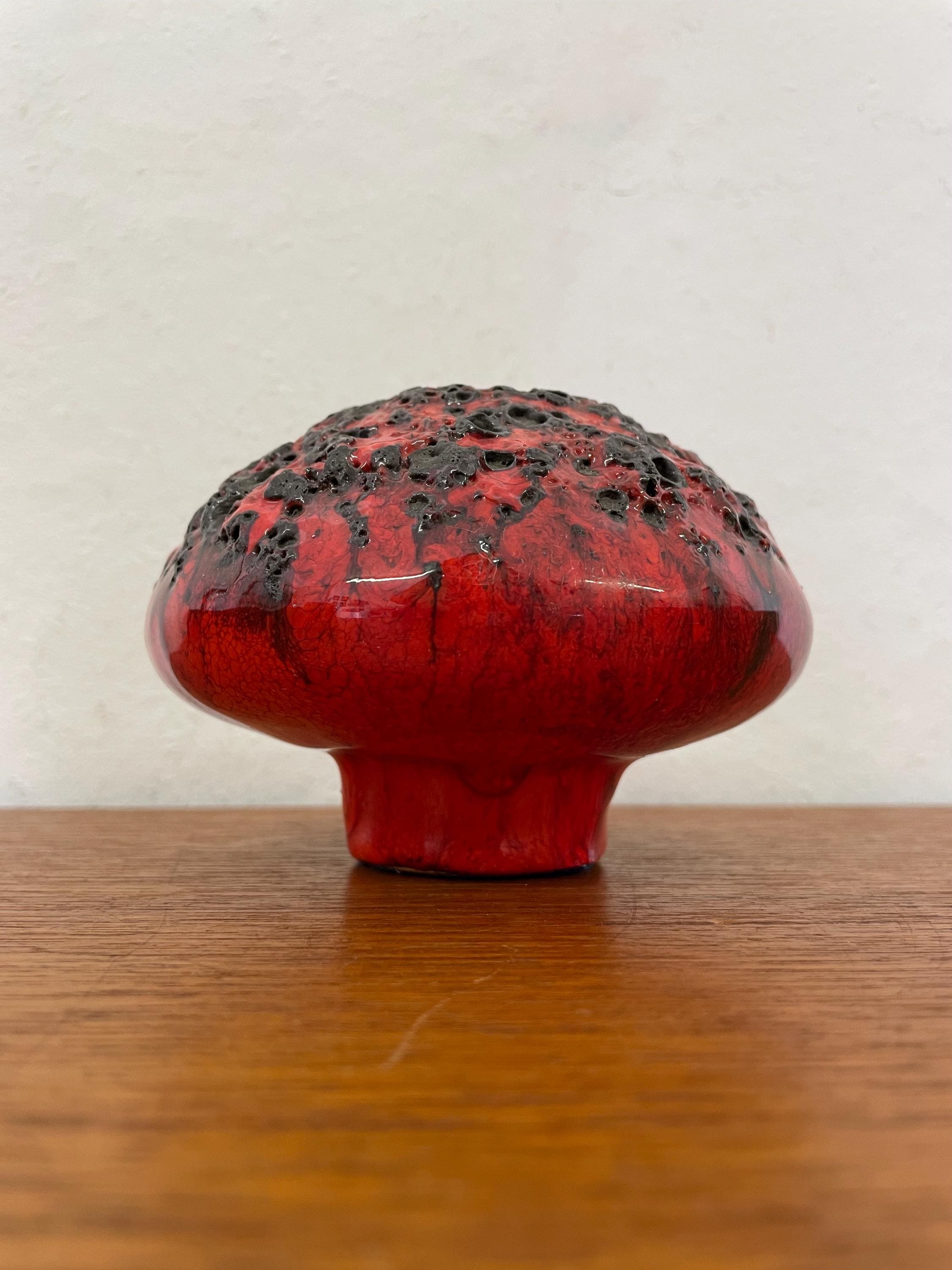 otto fat lava ファットラバ ビンテージ 花瓶 ミッドセンチュリー ファット・ラヴァ・オットーの赤と黒の陶器の花瓶、70年代ミッド